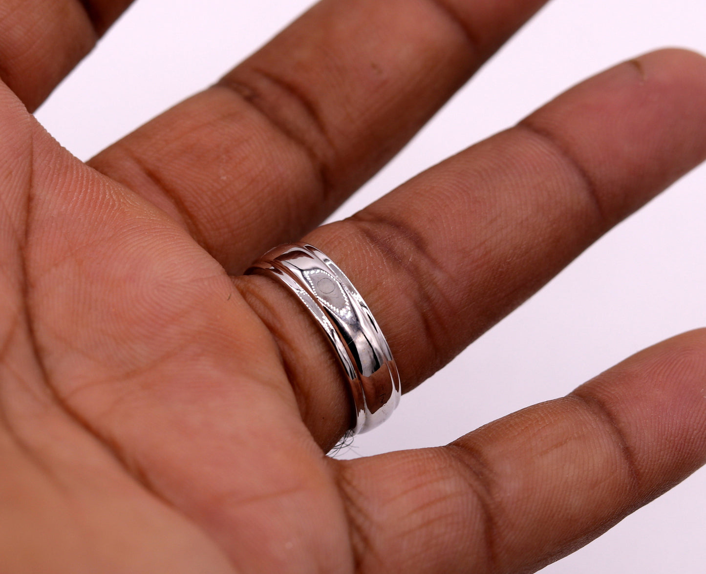 14 karat white gold handmade plain ring band for wedding anniversary engagement gifting unisex stylish genuine jewelry ring23 - TRIBAL ORNAMENTS