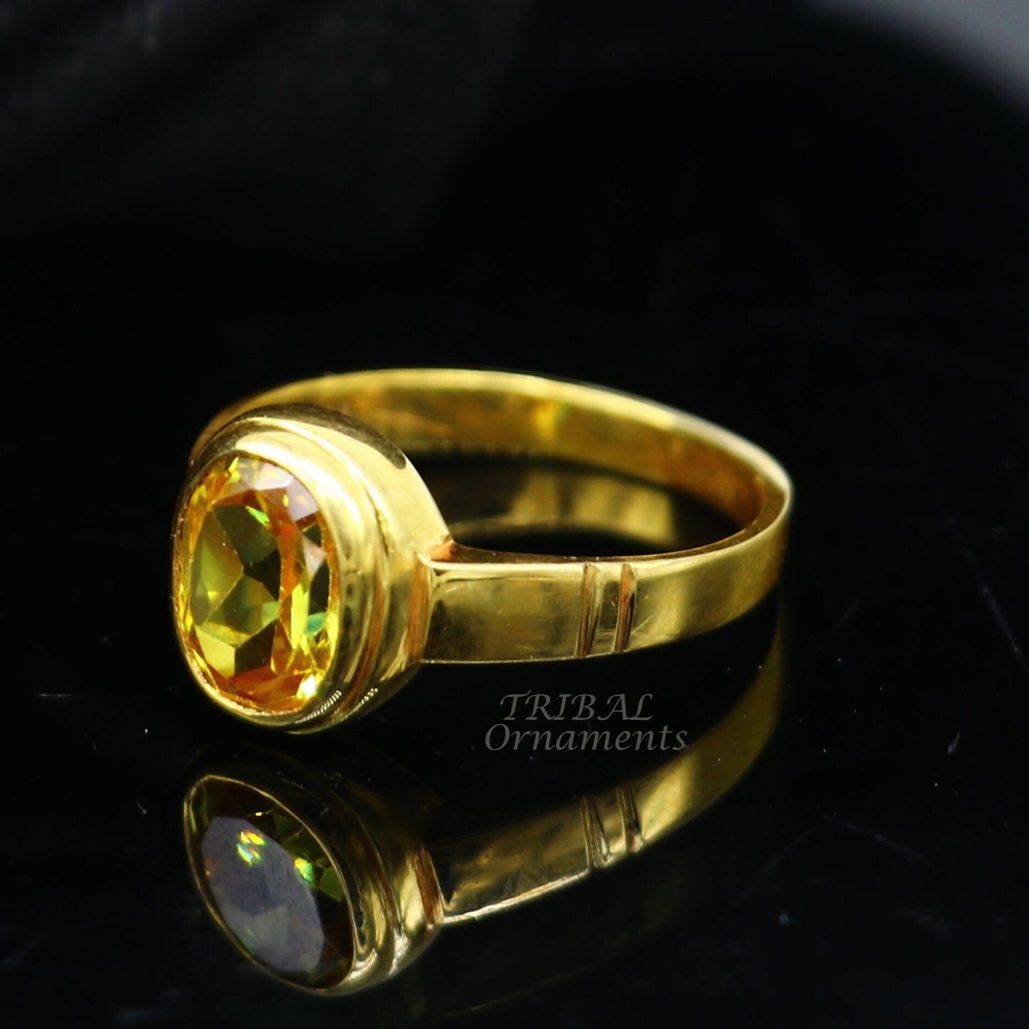 22karat yellow gold handmade real genuine yellow citrine stone ring, gorgeous unisex personalized ring, Astro ring astrological ring ring41 - TRIBAL ORNAMENTS