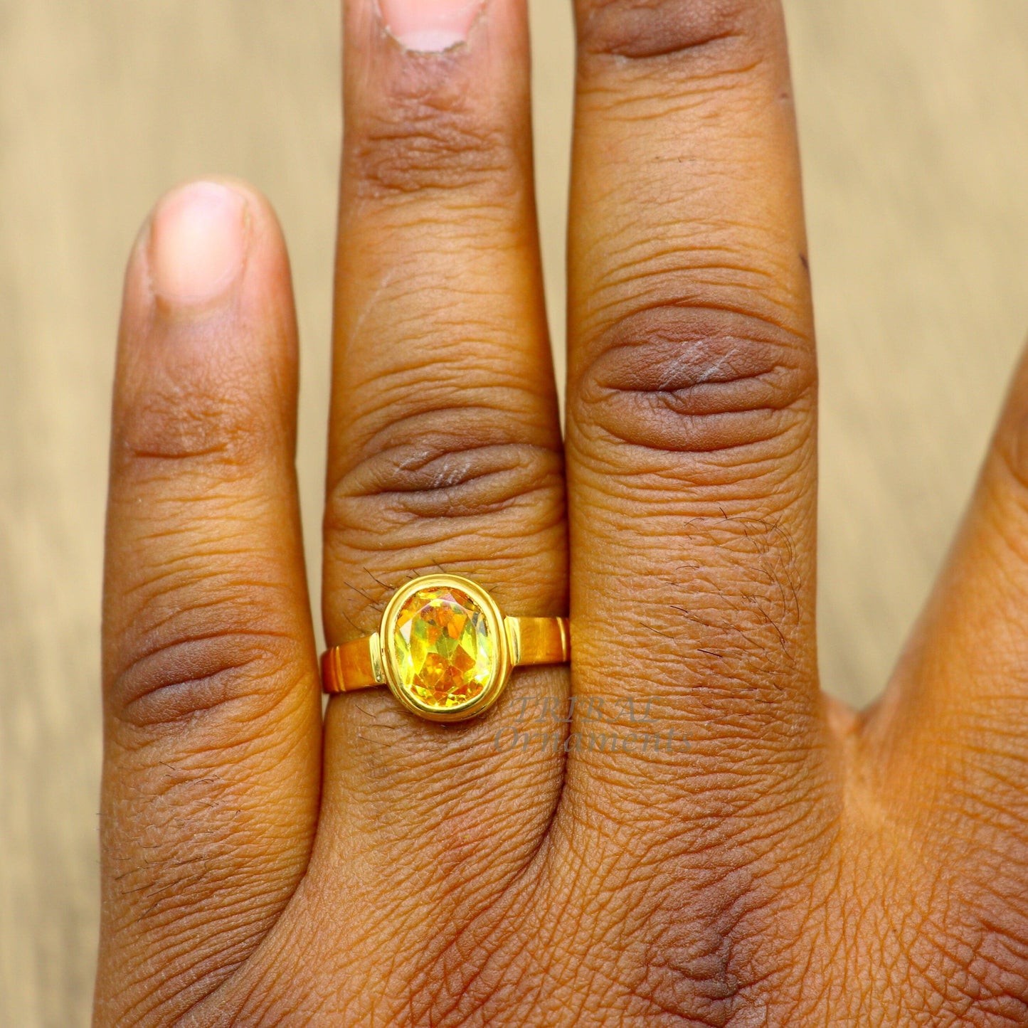 22karat yellow gold handmade real genuine yellow citrine stone ring, gorgeous unisex personalized ring, Astro ring astrological ring ring41 - TRIBAL ORNAMENTS