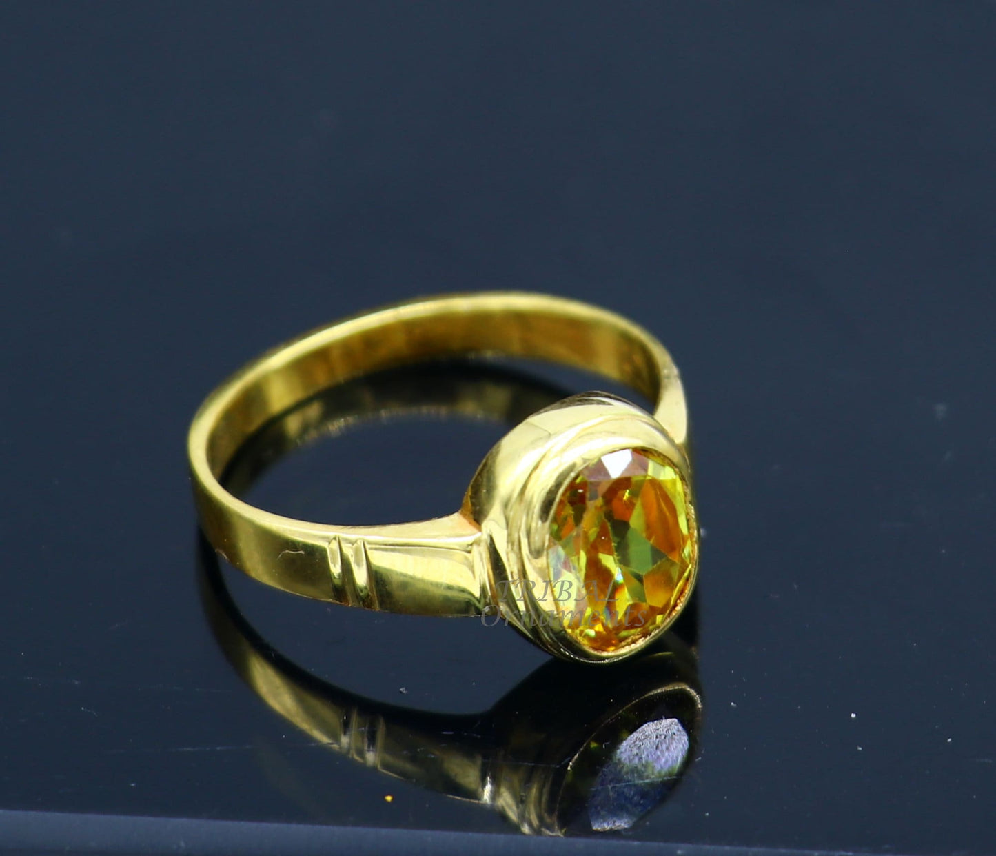 22karat yellow gold handmade real genuine yellow citrine stone ring, gorgeous unisex personalized ring, Astro ring astrological ring ring41 - TRIBAL ORNAMENTS