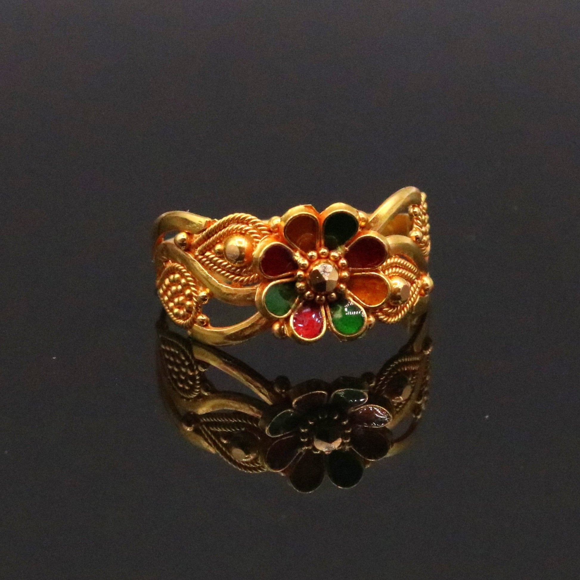 22karat yellow gold handmade ring fabulous filigree work band unisex ring from rajasthan india ring11 - TRIBAL ORNAMENTS