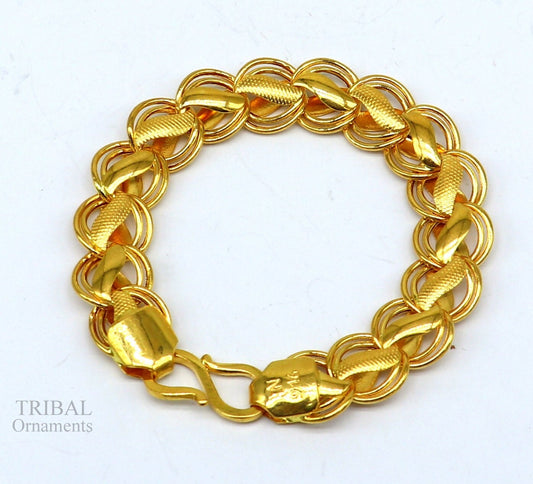 22kt yellow gold customized designer lotus bracelet, all sizes gifting bracelet, new fancy stylish wedding bracelet unisex jewelry gbr28 - TRIBAL ORNAMENTS