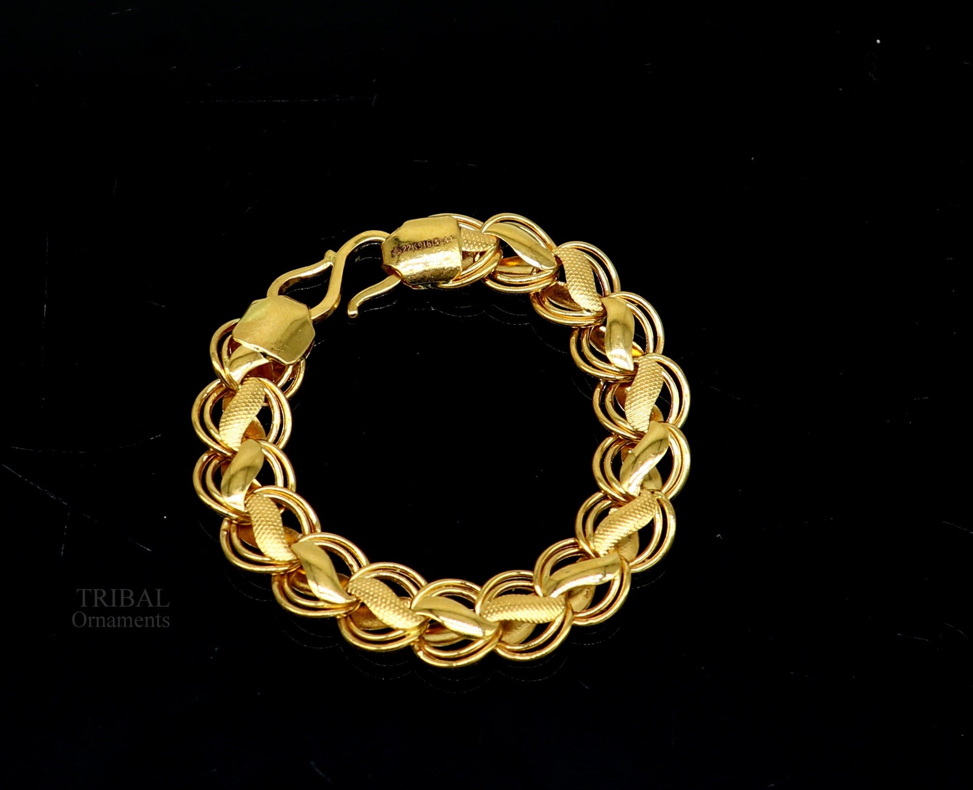 22kt yellow gold customized designer lotus bracelet, all sizes gifting bracelet, new fancy stylish wedding bracelet unisex jewelry gbr28 - TRIBAL ORNAMENTS