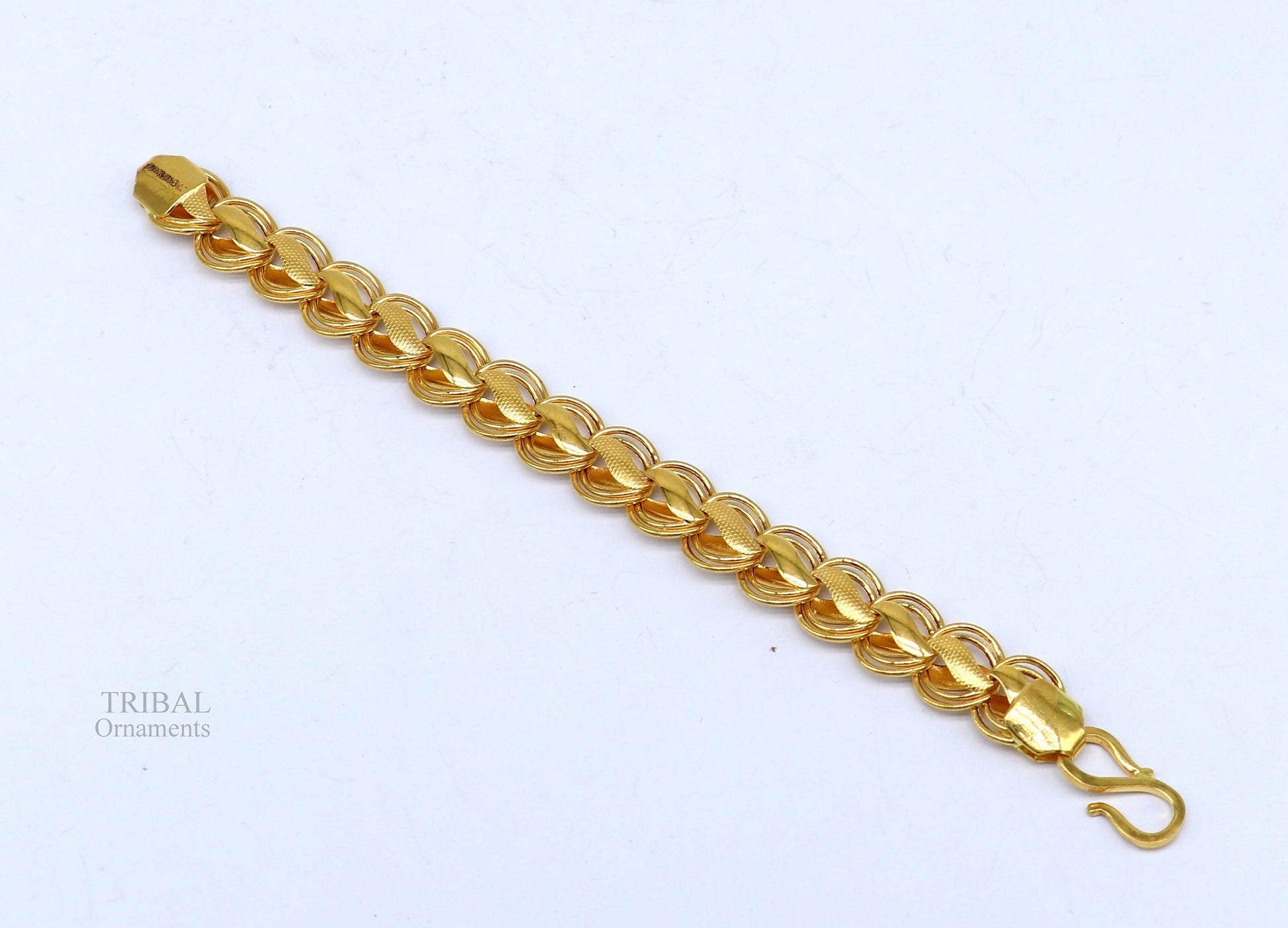22kt yellow gold customized designer lotus bracelet, all sizes gifting bracelet, new fancy stylish wedding bracelet unisex jewelry gbr28 - TRIBAL ORNAMENTS