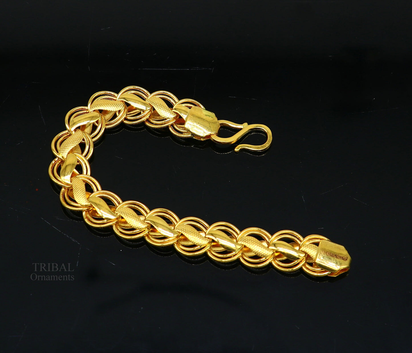22kt yellow gold customized designer lotus bracelet, all sizes gifting bracelet, new fancy stylish wedding bracelet unisex jewelry gbr28 - TRIBAL ORNAMENTS