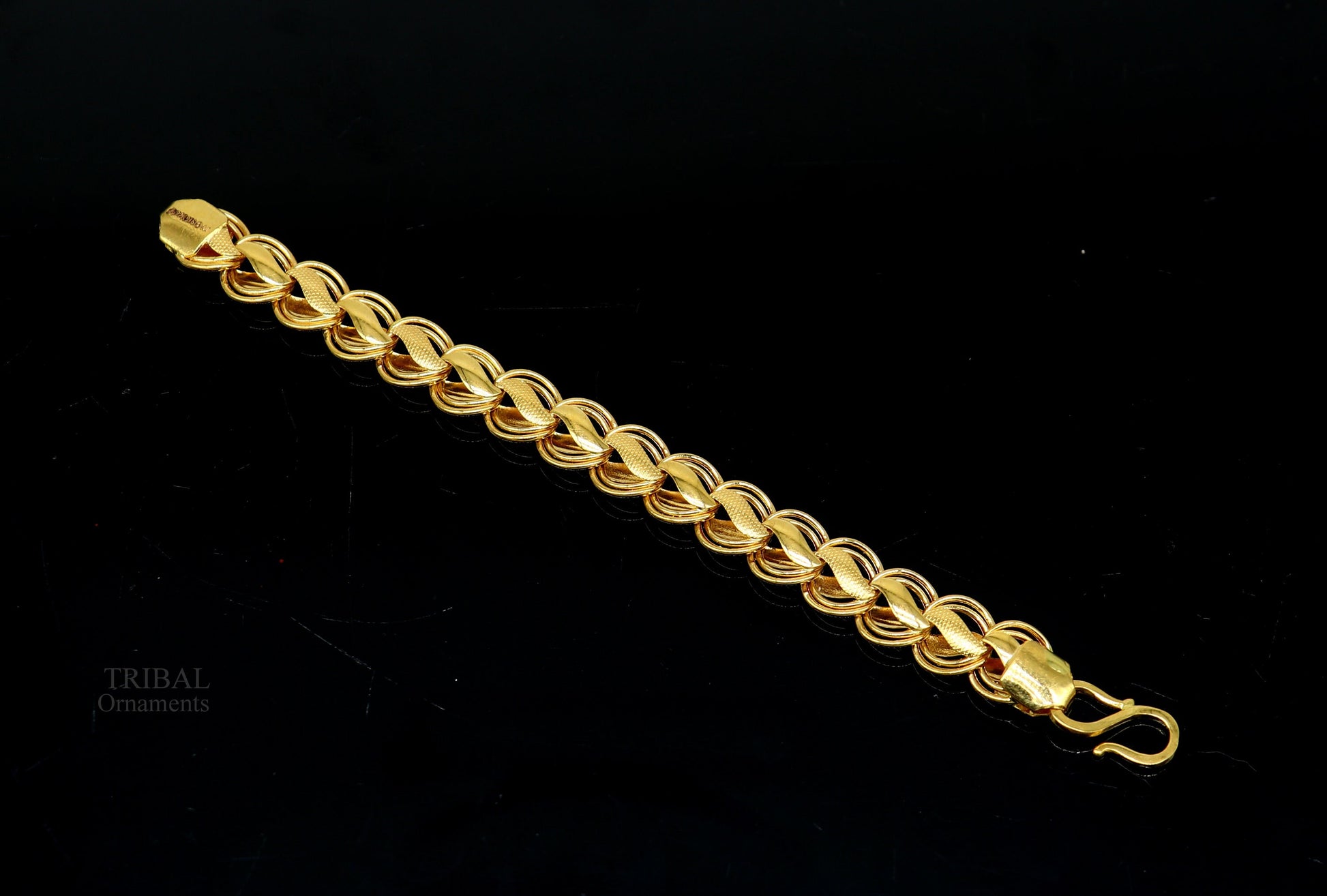 22kt yellow gold customized designer lotus bracelet, all sizes gifting bracelet, new fancy stylish wedding bracelet unisex jewelry gbr28 - TRIBAL ORNAMENTS