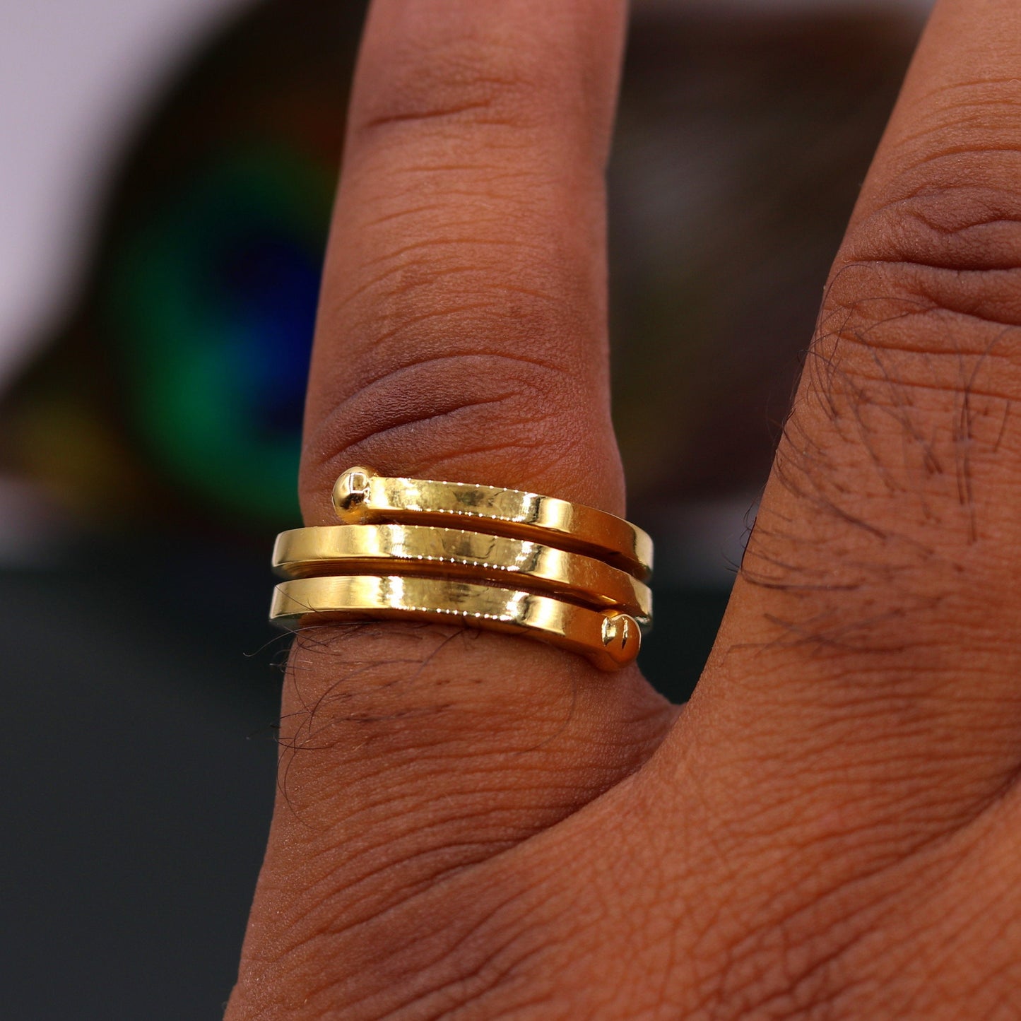 22kt yellow gold handmade fabulous spiral ring vintage antique design all sizes ring band for unisex gifting jewelry from india - TRIBAL ORNAMENTS