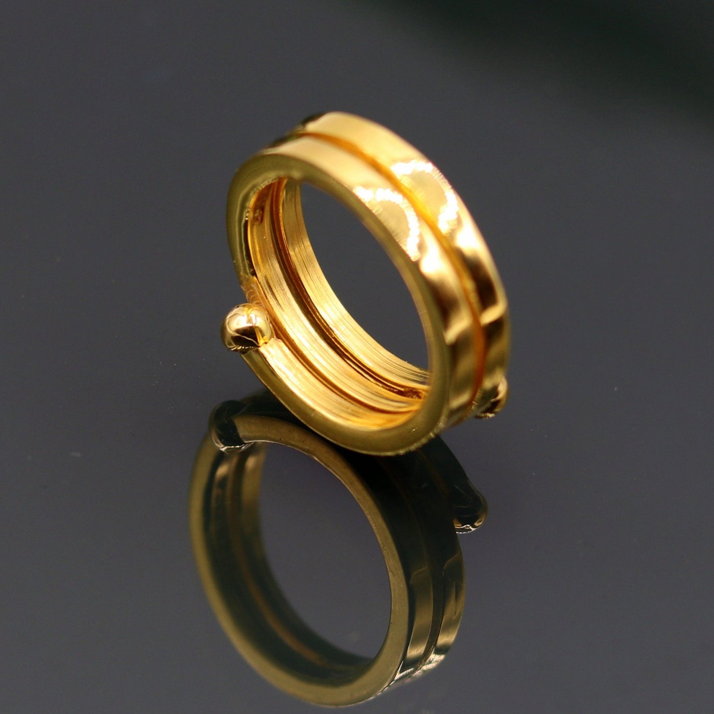 22kt yellow gold handmade fabulous spiral ring vintage antique design all sizes ring band for unisex gifting jewelry from india - TRIBAL ORNAMENTS