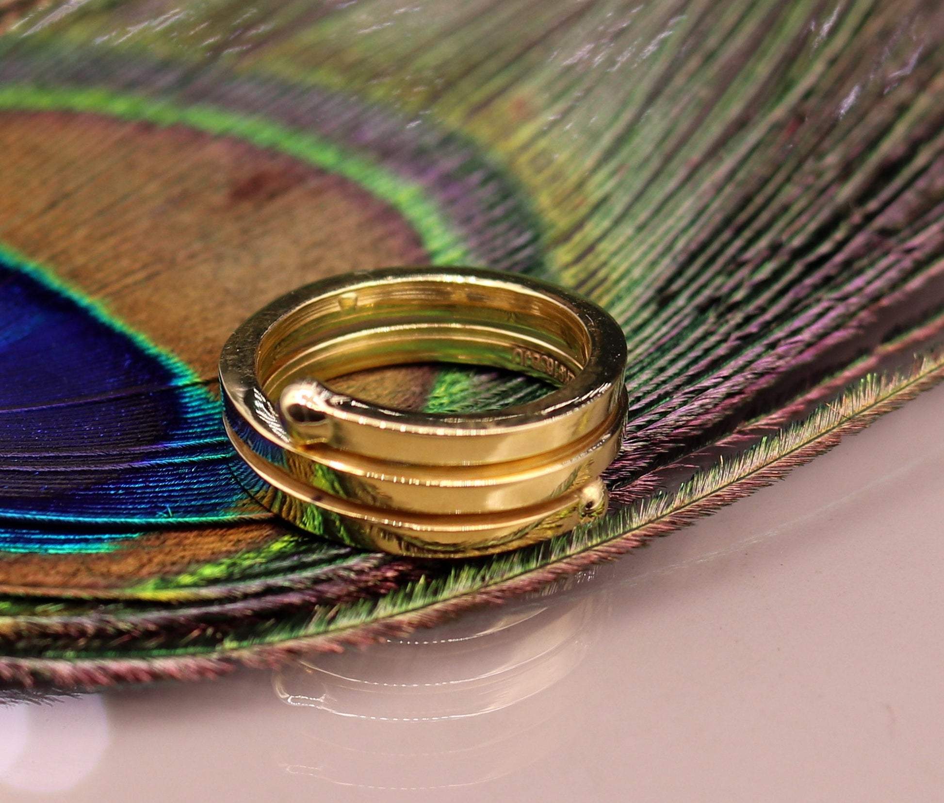 22kt yellow gold handmade fabulous spiral ring vintage antique design all sizes ring band for unisex gifting jewelry from india - TRIBAL ORNAMENTS