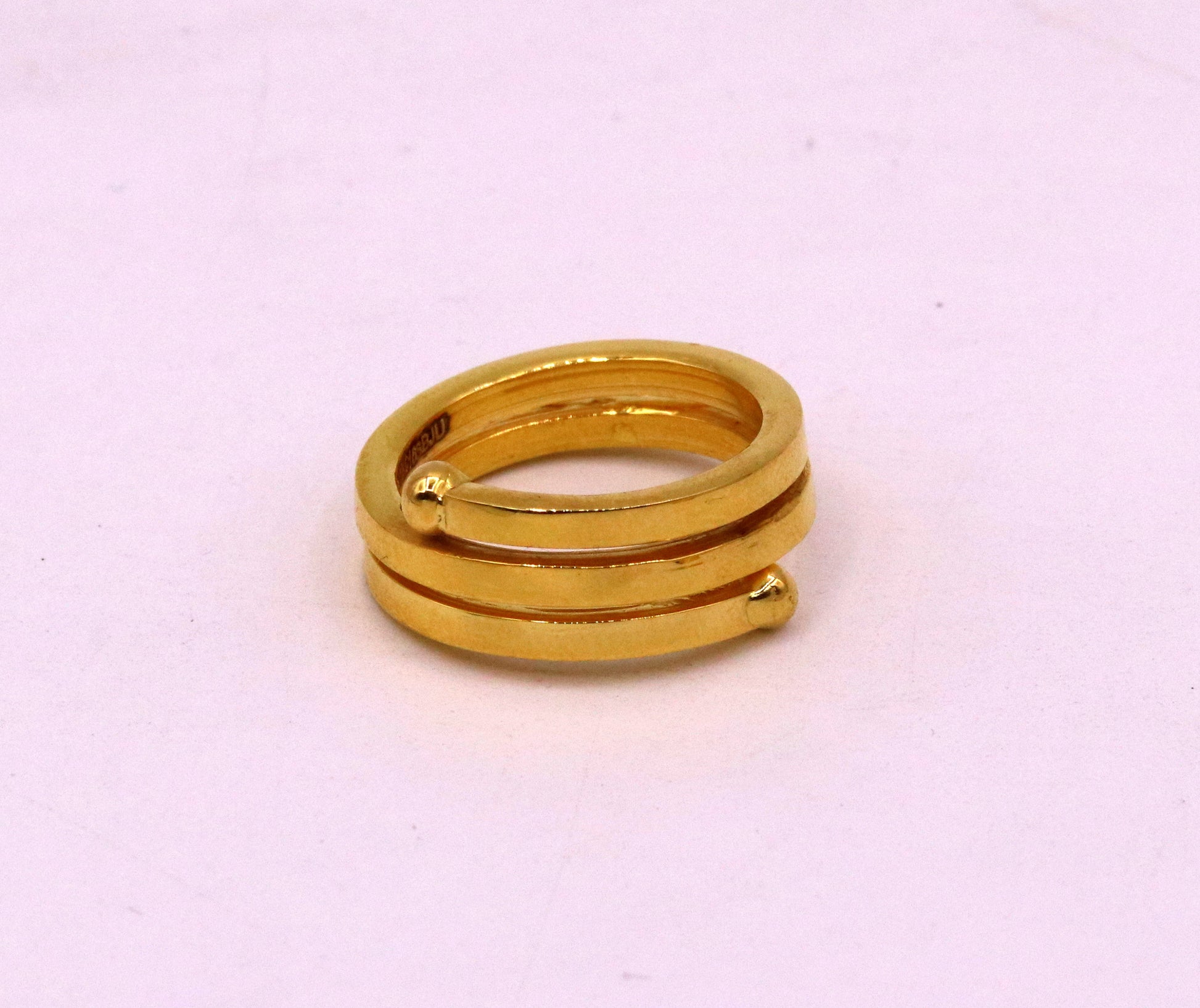 22kt yellow gold handmade fabulous spiral ring vintage antique design all sizes ring band for unisex gifting jewelry from india - TRIBAL ORNAMENTS