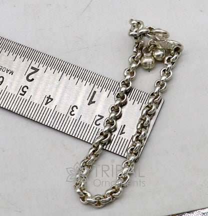 Sterling silver rolo chain anklets by TRIBAL ORNAMENTS, delicate sparkling silver anklets for kids and women, all sizes.