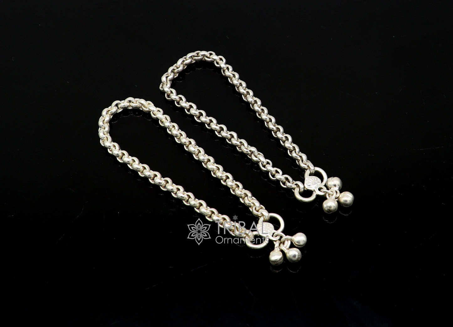 All sizes 925 sterling silver rolo chain anklets Sparkling Sterling silver Anklets pair for kids and women's,Delicate Silver Chain ank580 - TRIBAL ORNAMENTS