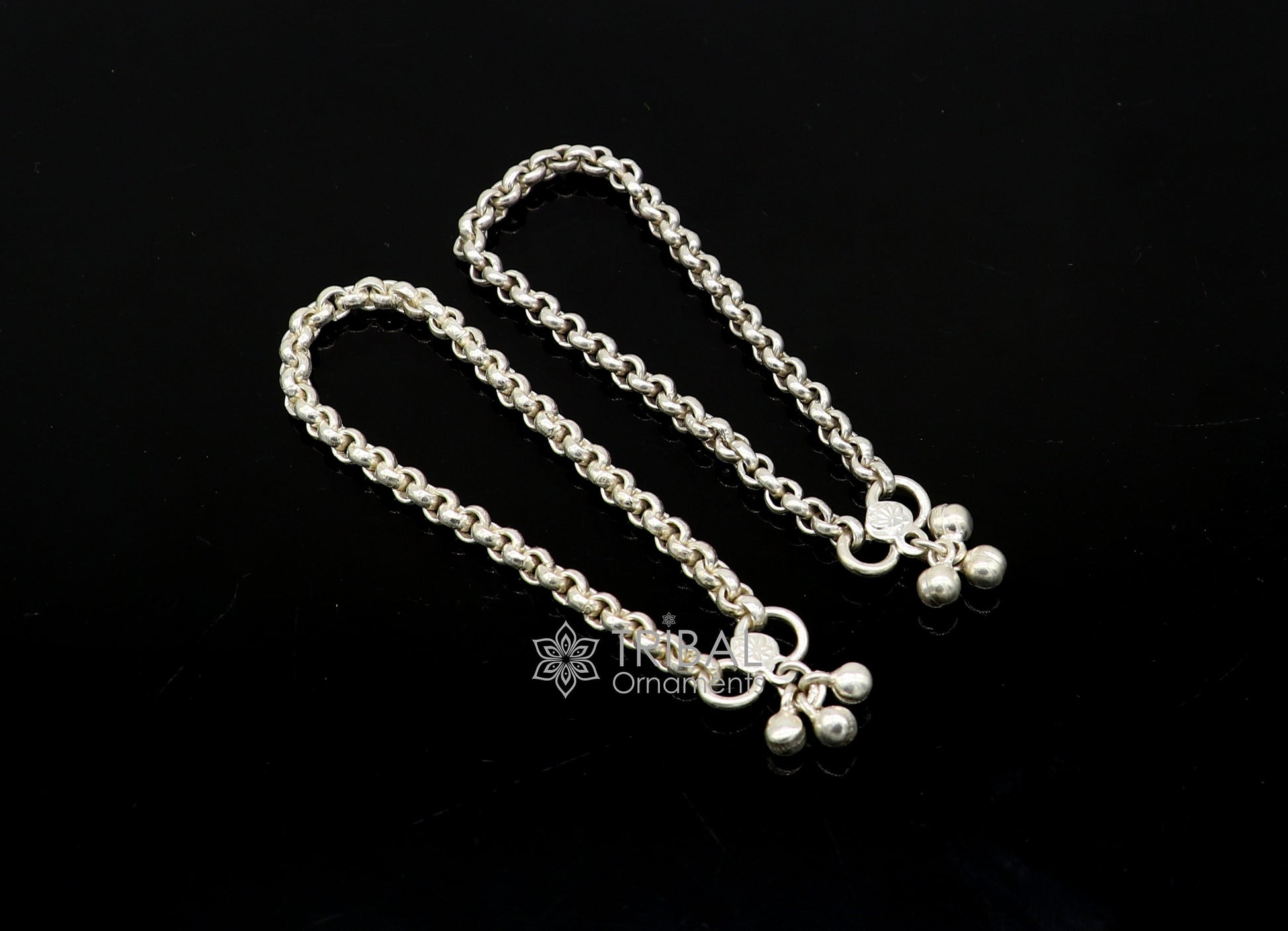 All sizes 925 sterling silver rolo chain anklets Sparkling Sterling silver Anklets pair for kids and women's,Delicate Silver Chain ank580 - TRIBAL ORNAMENTS