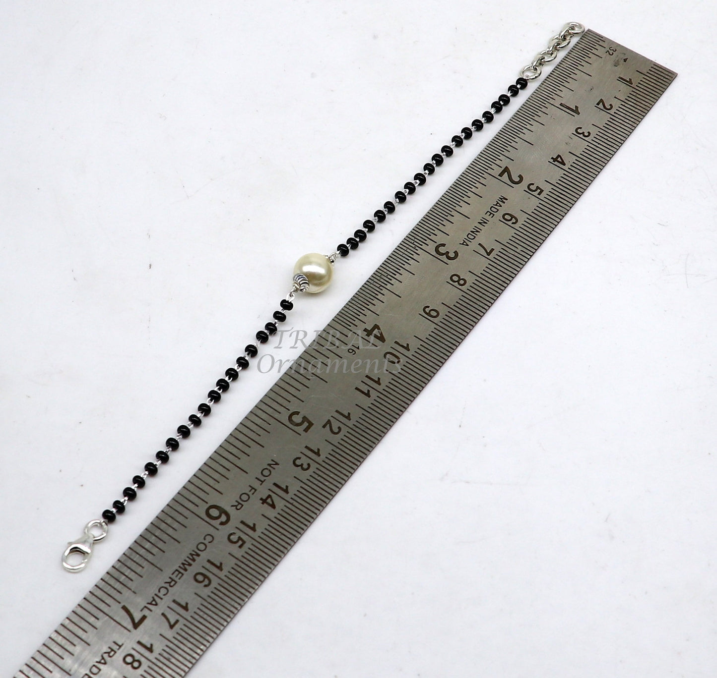 925 sterling silver customized black beads Nazariya bracelet, protect from evil eyes, Best girl's bracelet stylish jewelry india sbr451 - TRIBAL ORNAMENTS