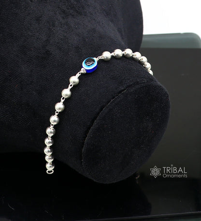 925 sterling silver handmade silver beaded evil eye bracelet, amazing stylish unisex cultural trendy bracelet all sizes jewelry sbr463 - TRIBAL ORNAMENTS