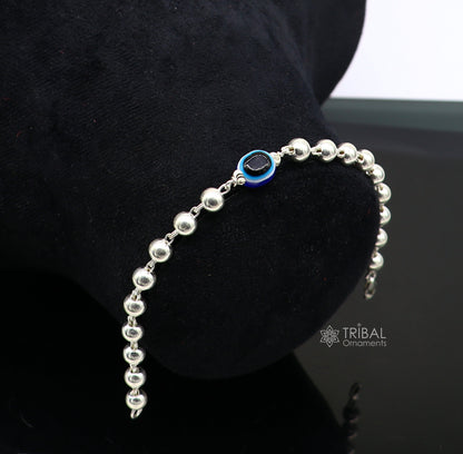 925 sterling silver handmade silver beaded evil eye bracelet, amazing stylish unisex cultural trendy bracelet all sizes jewelry sbr463 - TRIBAL ORNAMENTS