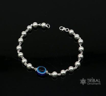 925 sterling silver handmade silver beaded evil eye bracelet, amazing stylish unisex cultural trendy bracelet all sizes jewelry sbr463 - TRIBAL ORNAMENTS