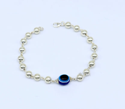 925 sterling silver handmade silver beaded evil eye bracelet, amazing stylish unisex cultural trendy bracelet all sizes jewelry sbr463 - TRIBAL ORNAMENTS