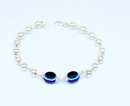 925 sterling silver handmade silver beaded evil eye bracelet, amazing stylish unisex cultural trendy bracelet all sizes jewelry sbr464 - TRIBAL ORNAMENTS