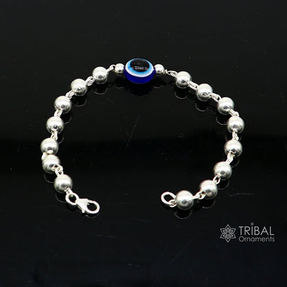 925 sterling silver handmade silver beaded evil eye bracelet, amazing stylish unisex cultural trendy bracelet all sizes jewelry sbr467 - TRIBAL ORNAMENTS
