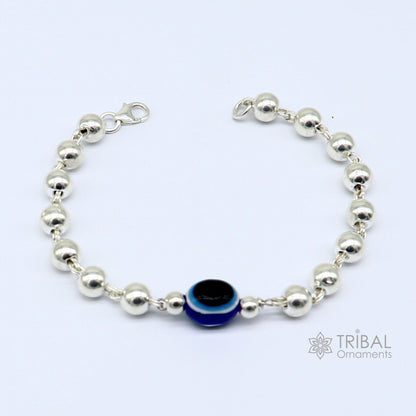 925 sterling silver handmade silver beaded evil eye bracelet, amazing stylish unisex cultural trendy bracelet all sizes jewelry sbr467 - TRIBAL ORNAMENTS