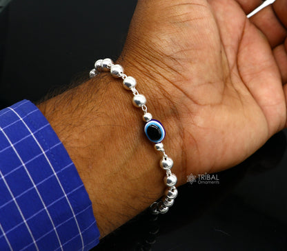 925 sterling silver handmade silver beaded evil eye bracelet, amazing stylish unisex cultural trendy bracelet all sizes jewelry sbr467 - TRIBAL ORNAMENTS