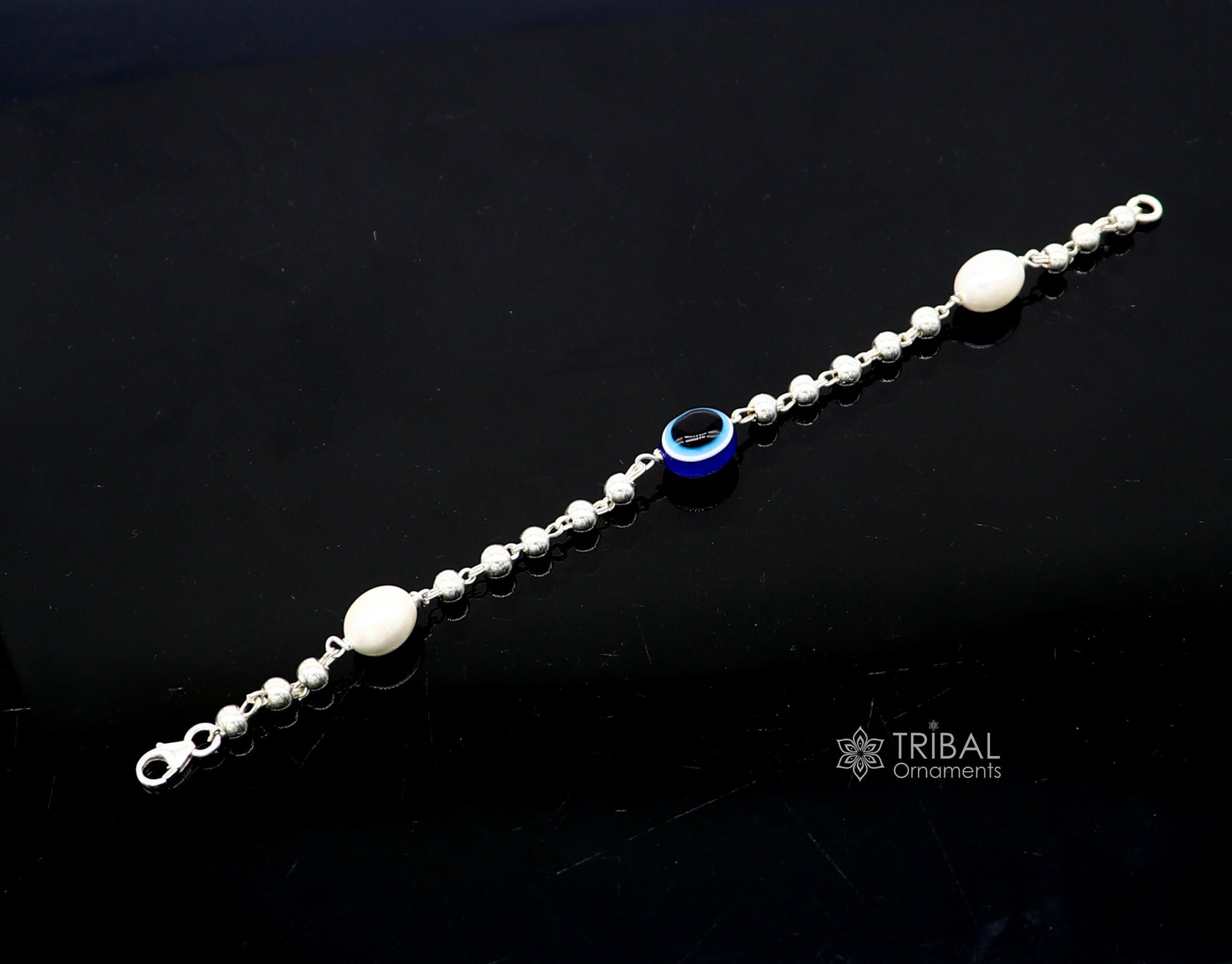 925 sterling silver handmade silver beaded evil eye bracelet, stylish unisex cultural trendy bracelet all sizes jewelry sbr471 - TRIBAL ORNAMENTS