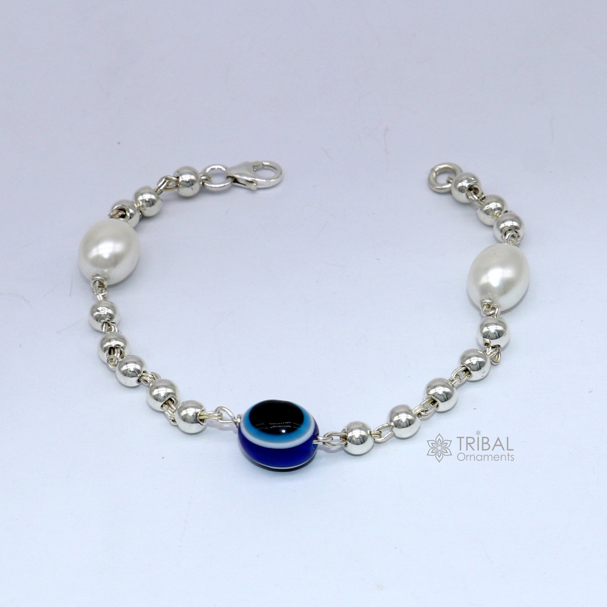925 sterling silver handmade silver beaded evil eye bracelet, stylish unisex cultural trendy bracelet all sizes jewelry sbr471 - TRIBAL ORNAMENTS