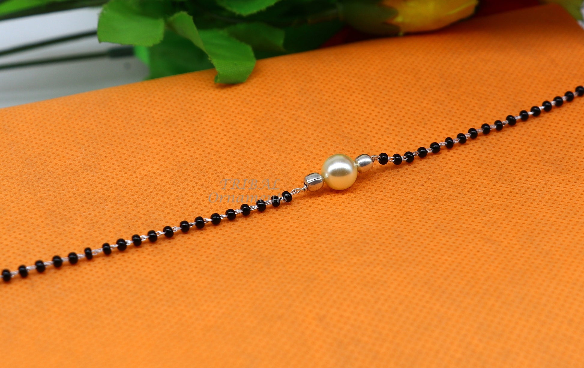 925 sterling silver modern cultural black beaded all sizes bracelet Combo use bracelet or anklets, best Mangalsutra bracelet sbr454 - TRIBAL ORNAMENTS