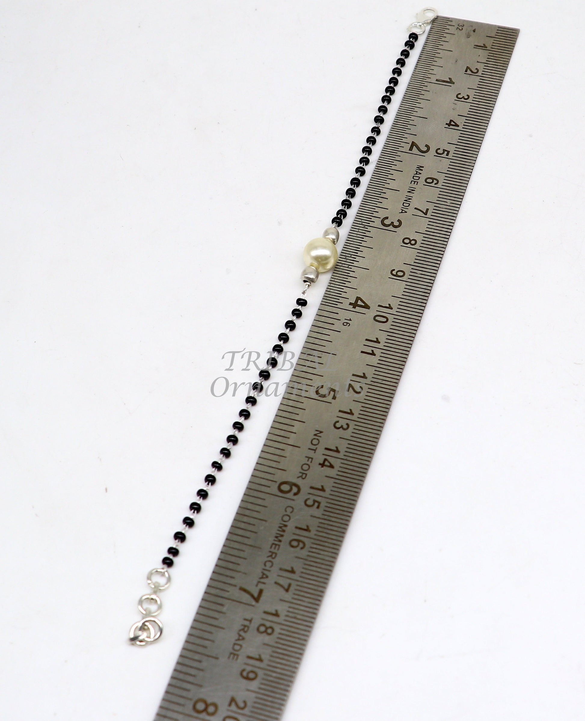 925 sterling silver modern cultural black beaded all sizes bracelet Combo use bracelet or anklets, best Mangalsutra bracelet sbr454 - TRIBAL ORNAMENTS