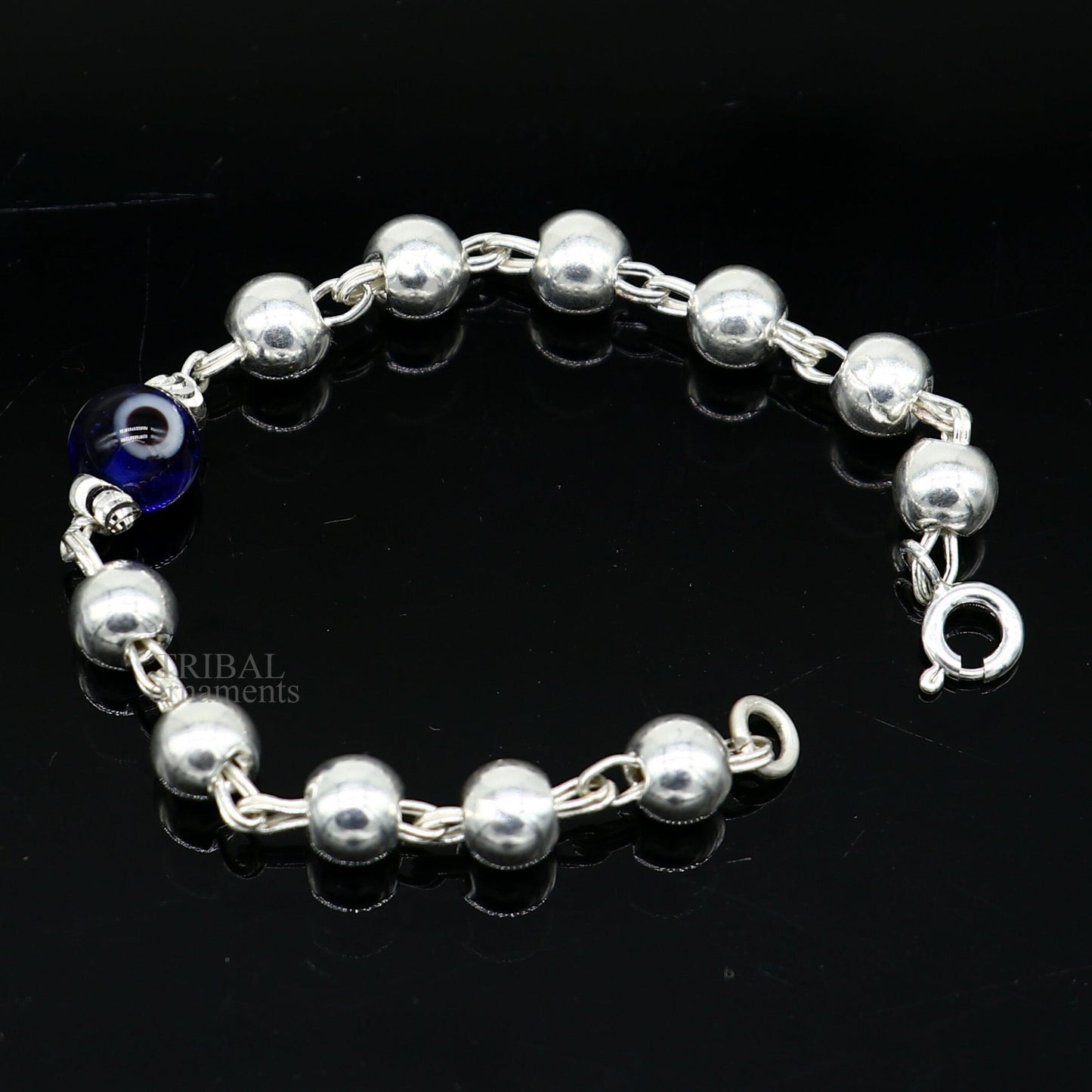 5" 925 sterling silver handmade beaded evil eye bracelet, amazing stylish unisex kids bracelet  jewelry nsbr474 - TRIBAL ORNAMENTS