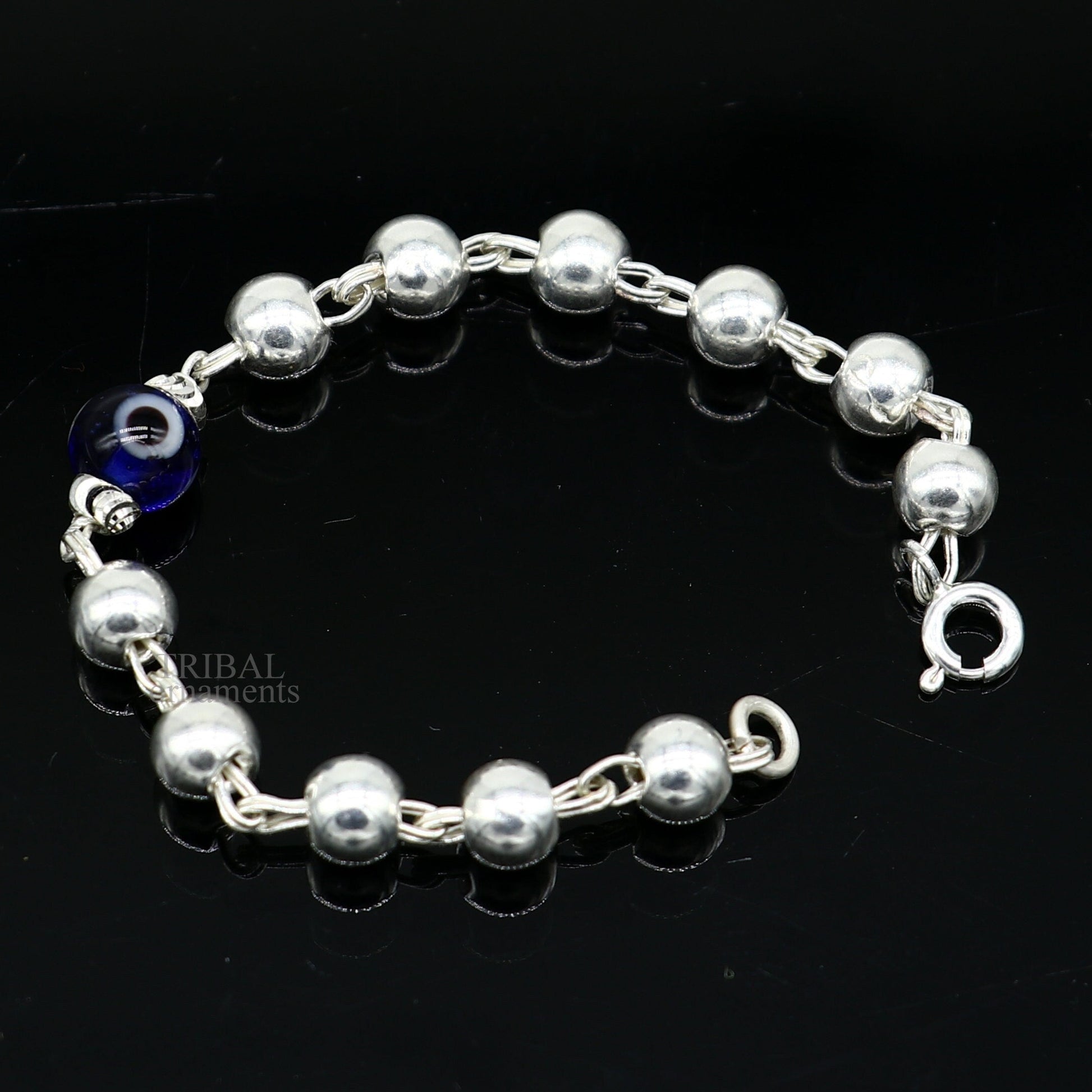 5" 925 sterling silver handmade beaded evil eye bracelet, amazing stylish unisex kids bracelet  jewelry nsbr474 - TRIBAL ORNAMENTS