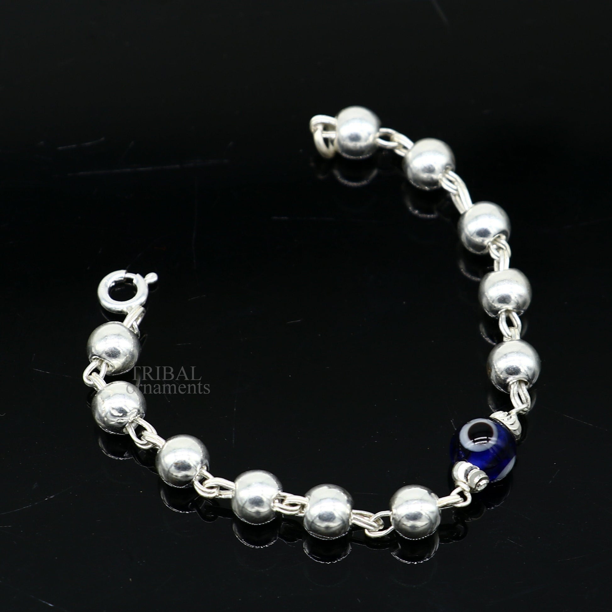 5" 925 sterling silver handmade beaded evil eye bracelet, amazing stylish unisex kids bracelet  jewelry nsbr474 - TRIBAL ORNAMENTS