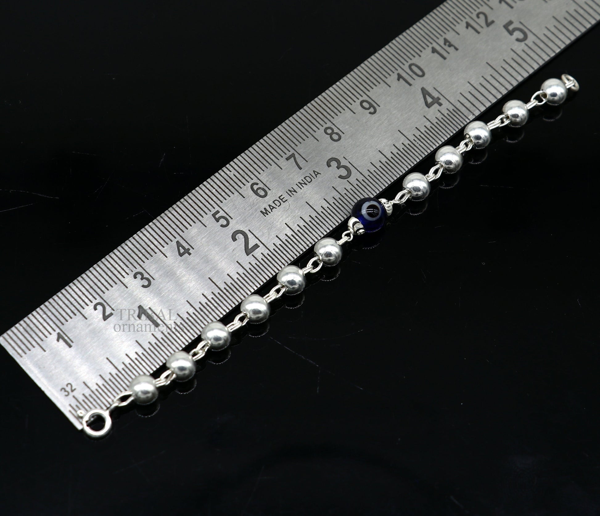 5" 925 sterling silver handmade beaded evil eye bracelet, amazing stylish unisex kids bracelet  jewelry nsbr474 - TRIBAL ORNAMENTS