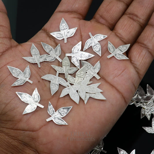 2 cm Lord Shiva bel Patra Solid silver handmade solid belva patra, shiva worshipping/ puja article, bel tree leaves for puja su723 - TRIBAL ORNAMENTS