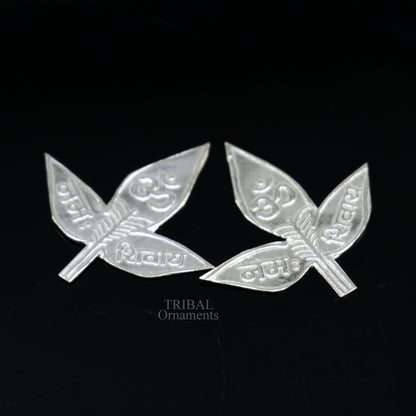 2 cm Lord Shiva bel Patra Solid silver handmade solid belva patra, shiva worshipping/ puja article, bel tree leaves for puja su723 - TRIBAL ORNAMENTS