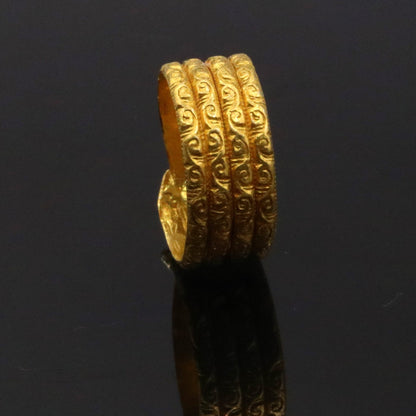 Vintage 22KT yellow gold handmade traditional ring band from TRIBAL ORNAMENTS, showcasing tribal unisex jewelry design.