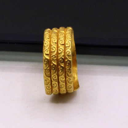 Vintage 22KT yellow gold handmade traditional ring band by Tribal Ornaments, tribal unisex jewelry with intricate design.