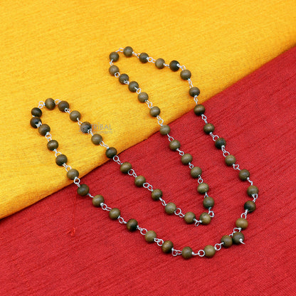54/108 beads Jaap/ japa mala Sandal "Chandan mala" sandal wood handmade round beads 925 silver chain necklace meditation necklace ch559 - TRIBAL ORNAMENTS
