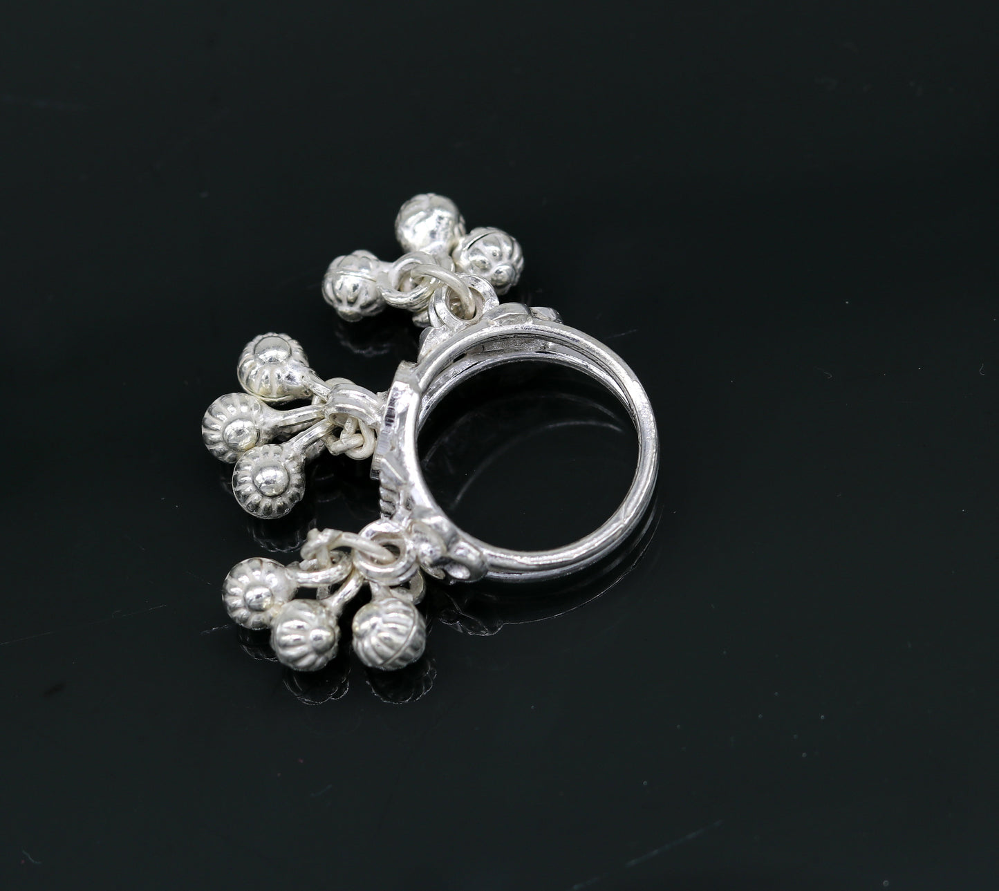 Sterling silver handmade charm ring excellent customized noisy bells drops personalized bridesmaid girls women's jewelry sr258 - TRIBAL ORNAMENTS