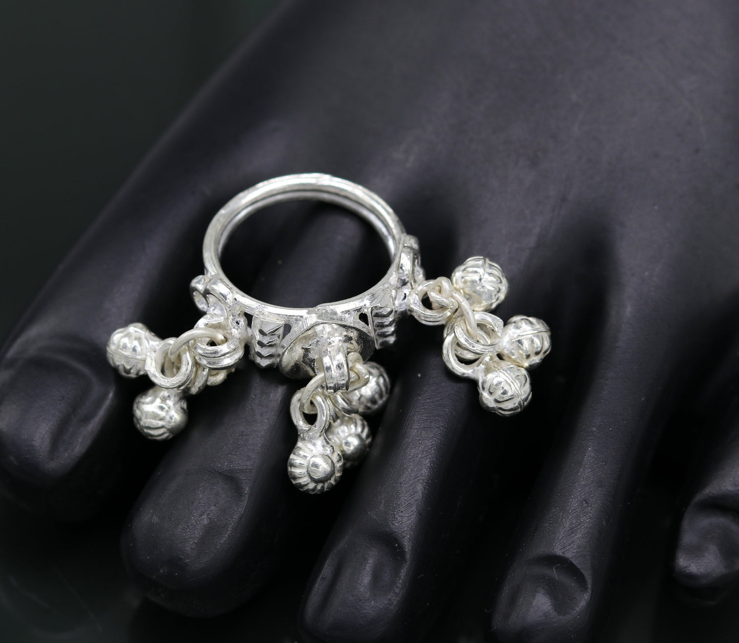 Sterling silver handmade charm ring excellent customized noisy bells drops personalized bridesmaid girls women's jewelry sr258 - TRIBAL ORNAMENTS