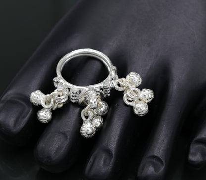 Sterling silver handmade charm ring excellent customized noisy bells drops personalized bridesmaid girls women's jewelry sr258 - TRIBAL ORNAMENTS