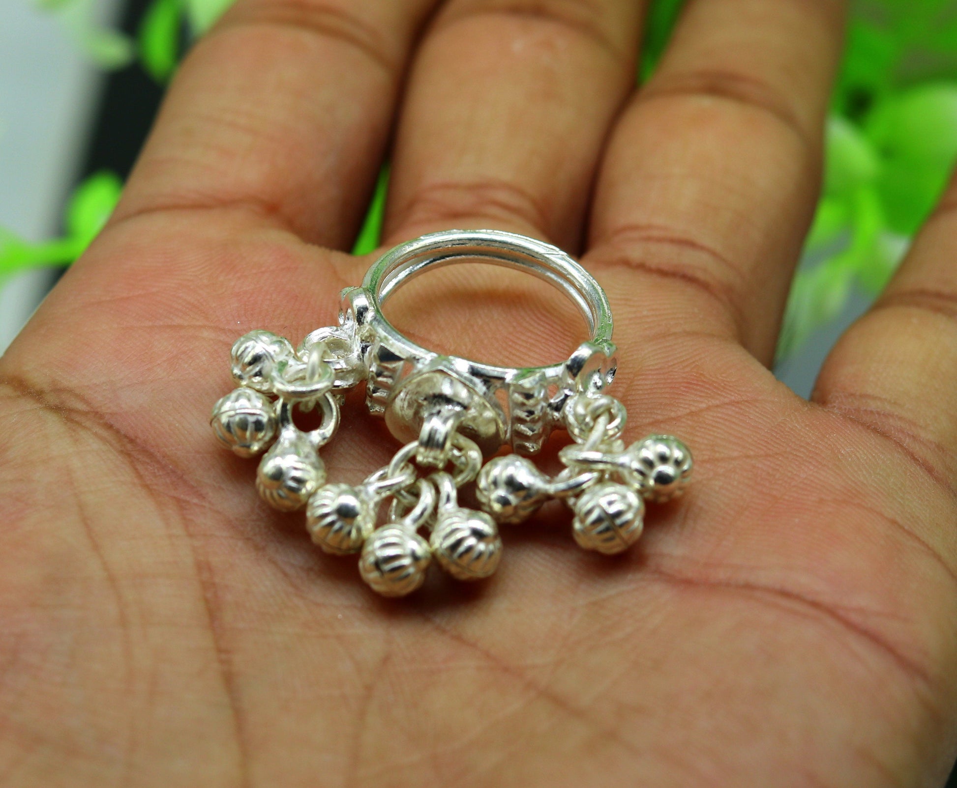 Sterling silver handmade charm ring excellent customized noisy bells drops personalized bridesmaid girls women's jewelry sr258 - TRIBAL ORNAMENTS