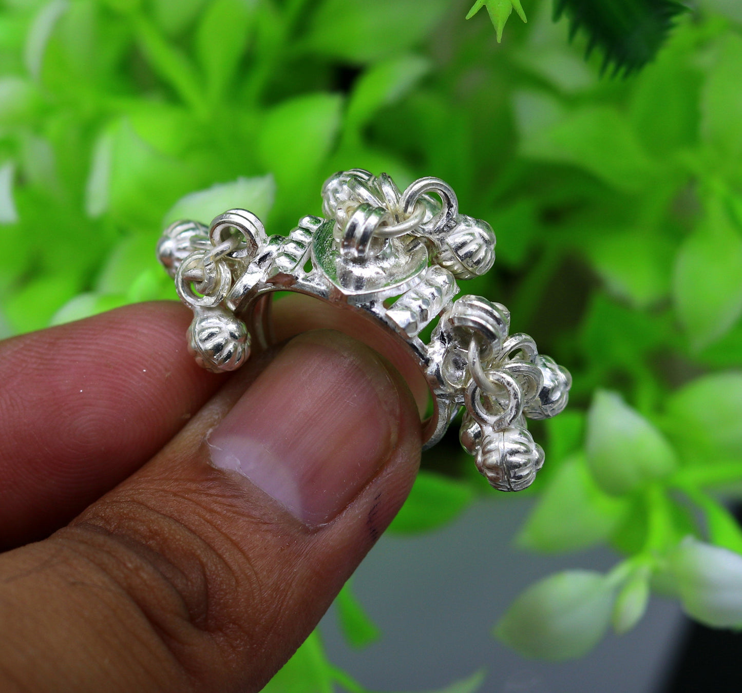 Sterling silver handmade charm ring excellent customized noisy bells drops personalized bridesmaid girls women's jewelry sr258 - TRIBAL ORNAMENTS