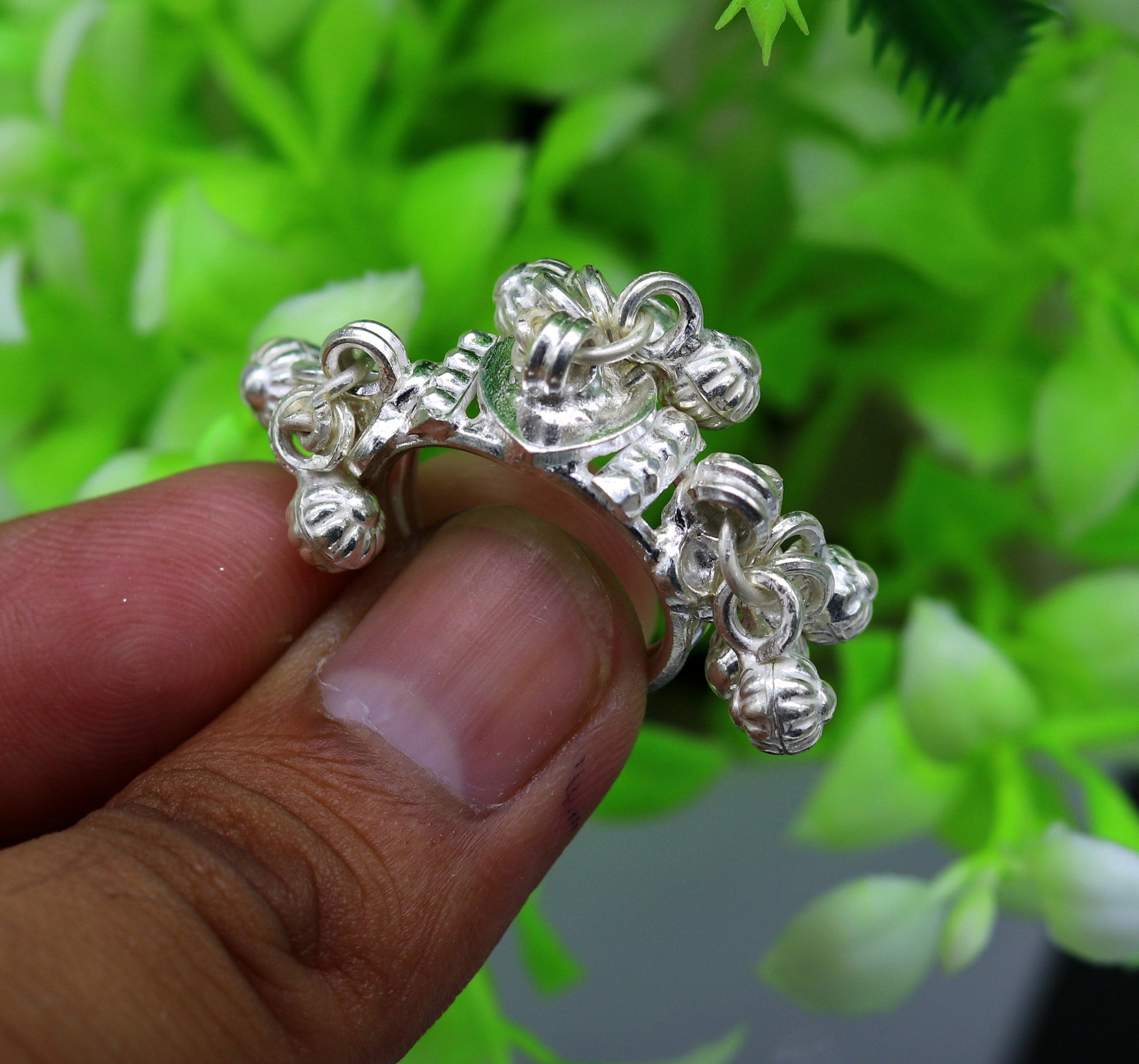 Sterling silver handmade charm ring excellent customized noisy bells drops personalized bridesmaid girls women's jewelry sr258 - TRIBAL ORNAMENTS