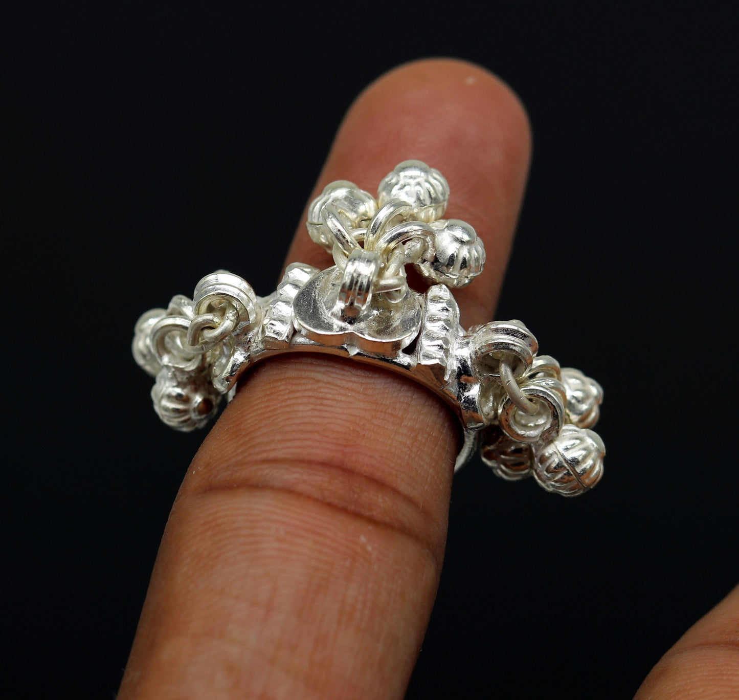 Sterling silver handmade charm ring excellent customized noisy bells drops personalized bridesmaid girls women's jewelry sr258 - TRIBAL ORNAMENTS