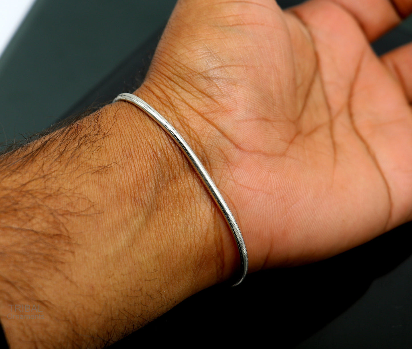 2 mm Vintage style snake chain handmade 925 sterling silver bracelet unisex indian tribal gifting to girl's or boy's jewelry sbr233 - TRIBAL ORNAMENTS