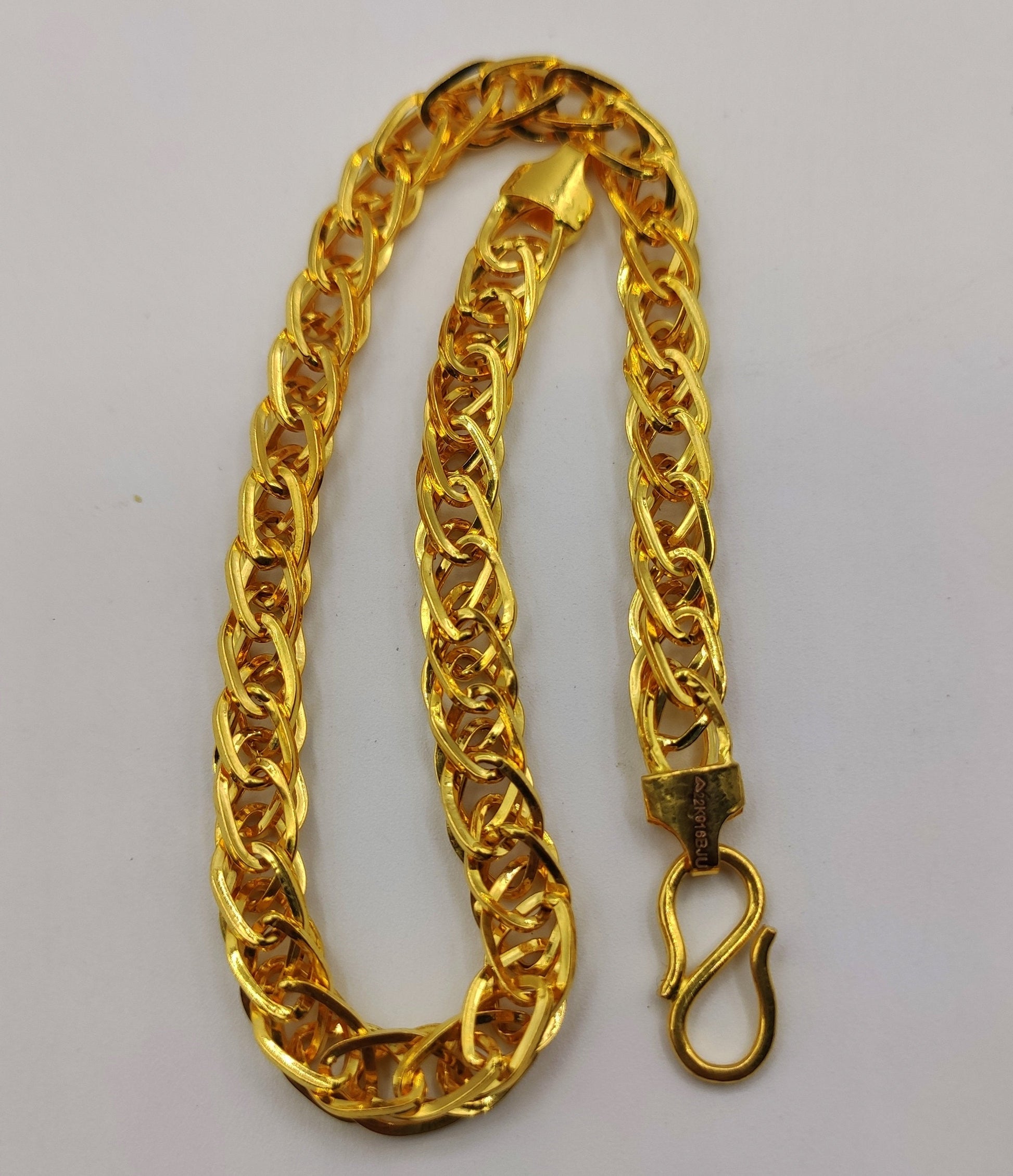 22kt yellow gold handmade amazing design unisex bracelet , flexible chain bracelet wheat chain stylish bracelet gifting jewelry gbr41 - TRIBAL ORNAMENTS