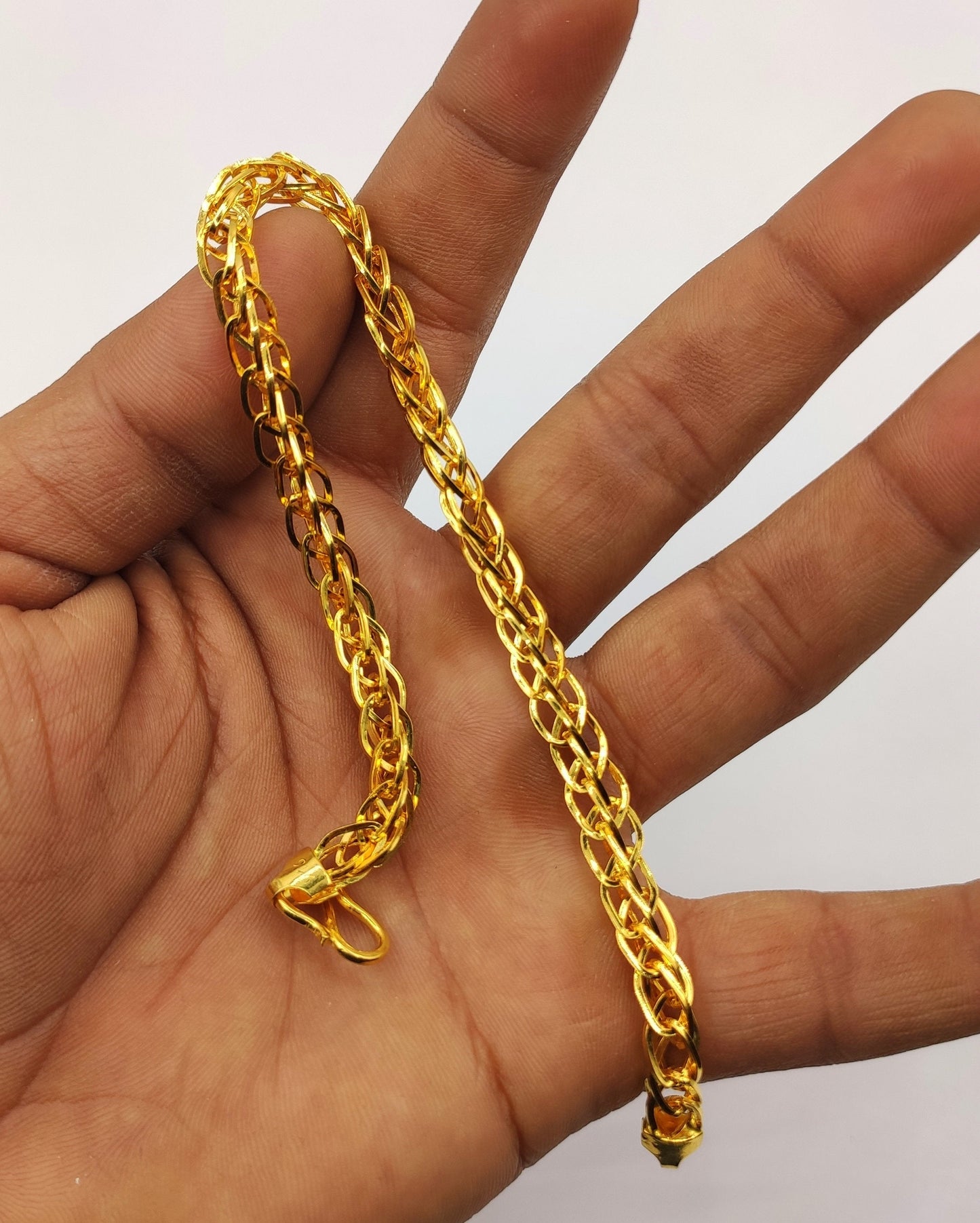 22kt yellow gold handmade amazing design unisex bracelet , flexible chain bracelet wheat chain stylish bracelet gifting jewelry gbr41 - TRIBAL ORNAMENTS
