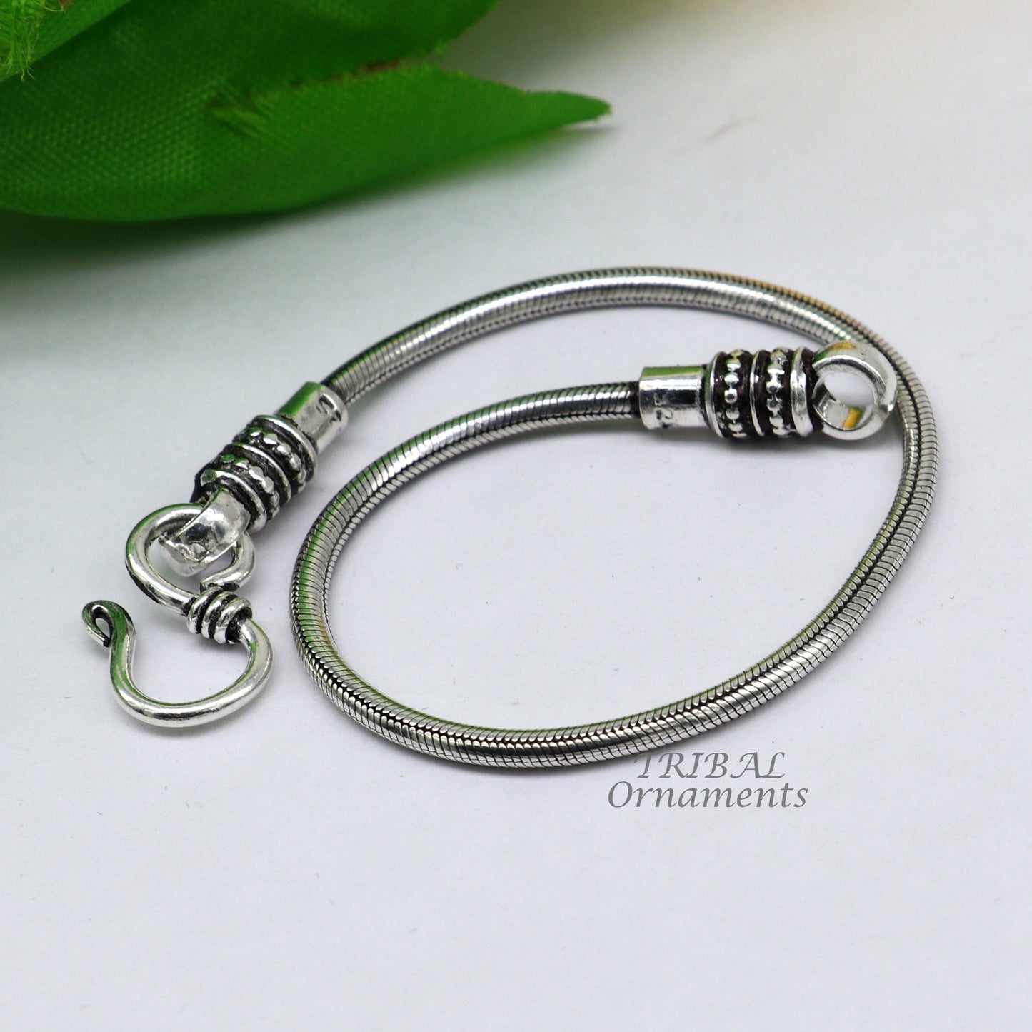 2mm 925 sterling silver handmade amazing snake chain flexible unisex bracelet vintage style jewelry from Rajasthan india sbr414 - TRIBAL ORNAMENTS